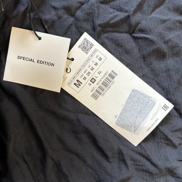 Zara One Long Sleeve Off Shoulder Black Basic Top Slightly Sheer Medium NWT - Picture 4 of 7